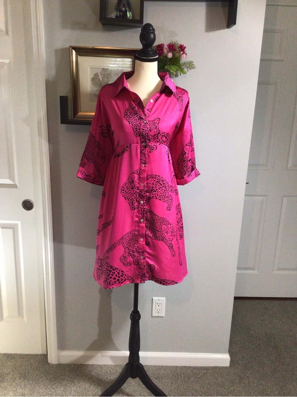 Entro Pink Leopard-Print Dress